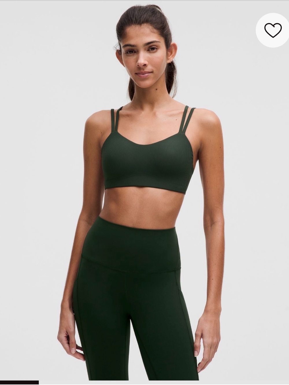 Lululemon Like A Cloud Ribbed Double-Strap Sports Bra in Rain Forest Green Sz 6